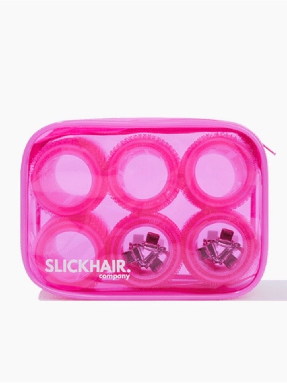 NWOT SLICK HAIR Company Pink Travel Hair Roller Set of 12 with Clips
